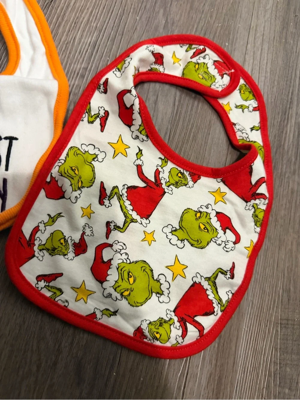 My First Halloween & Grinch Baby Bibs- new